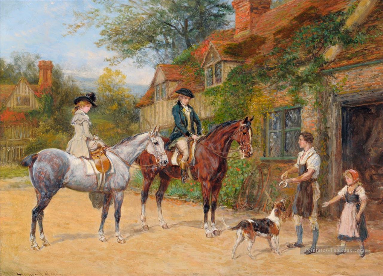 chasseurs invité rural 2 Heywood Hardy chasse Peintures à l'huile